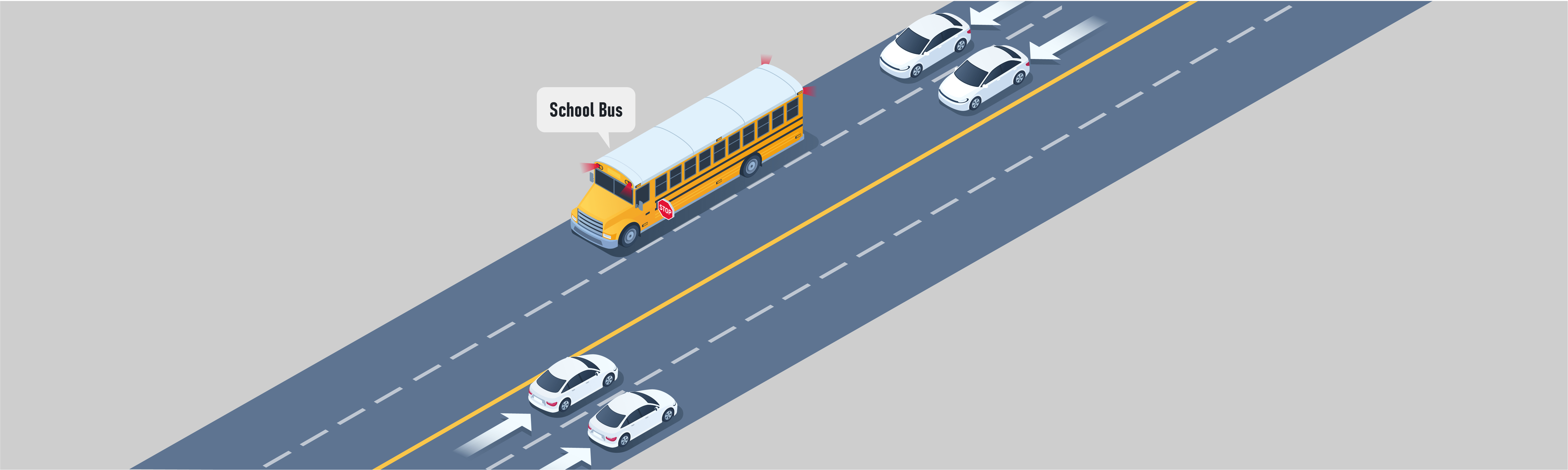 Arrêt - Sur quelles voies un autobus scolaire devrait-il s'arrêter sur une autoroute à quatre voies non divisées ?