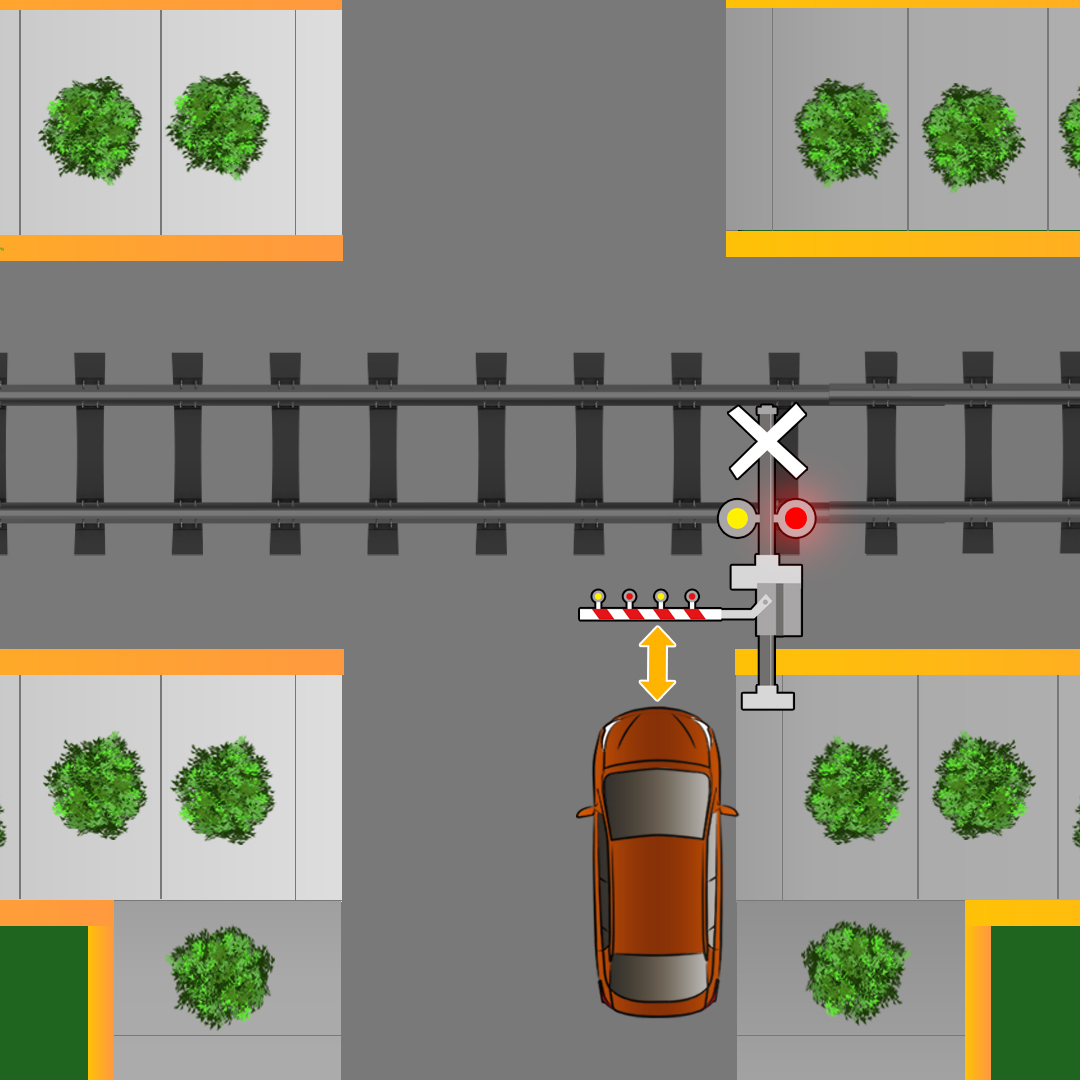 Test 4 - Que devez-vous faire lorsque vous approchez d'un passage à niveau où un avertissement d'approche de train est affiché ?