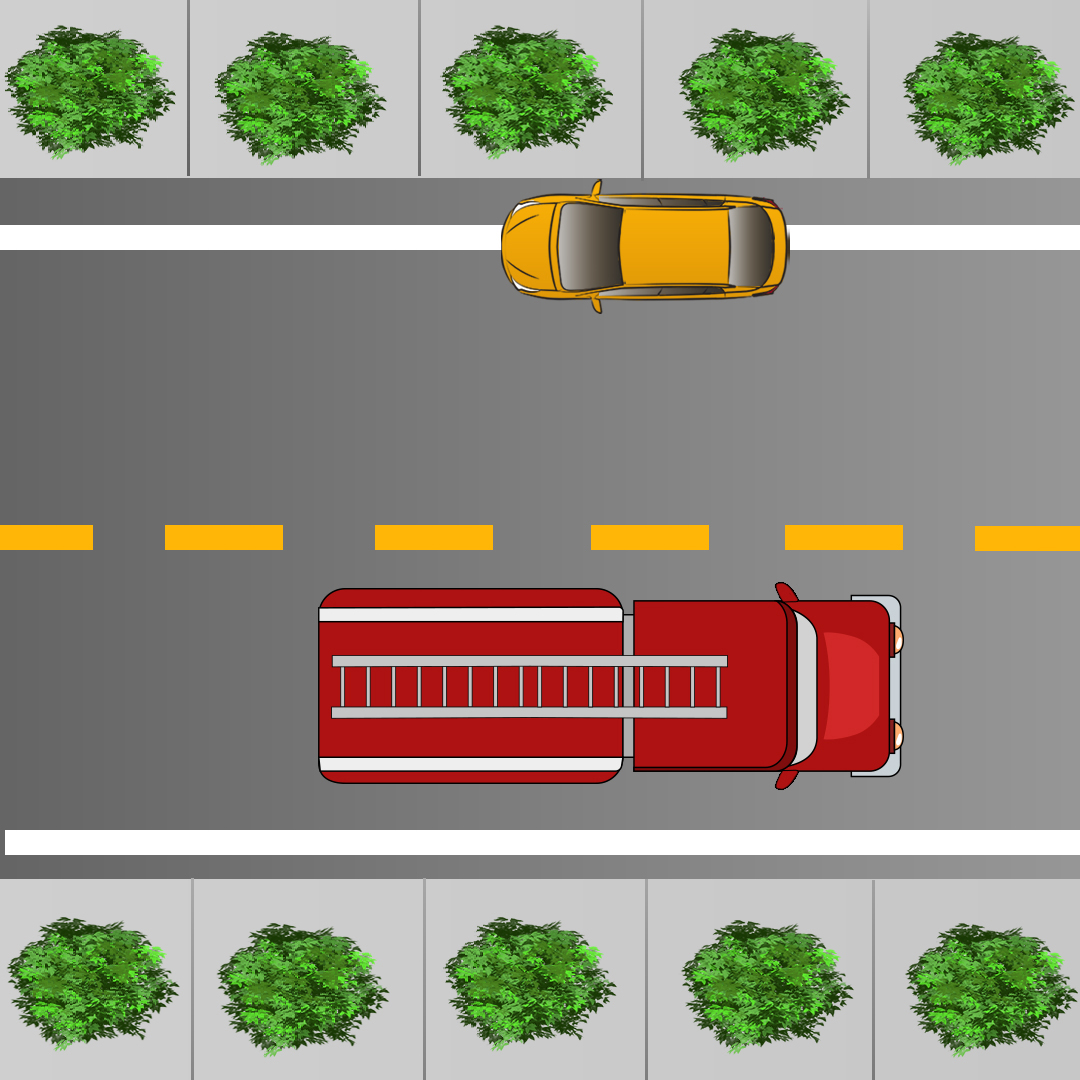 Test 1 - Que devez-vous faire lorsque vous conduisez sur une rue à double sens si vous entendez la sirène d’un véhicule d’urgence ?