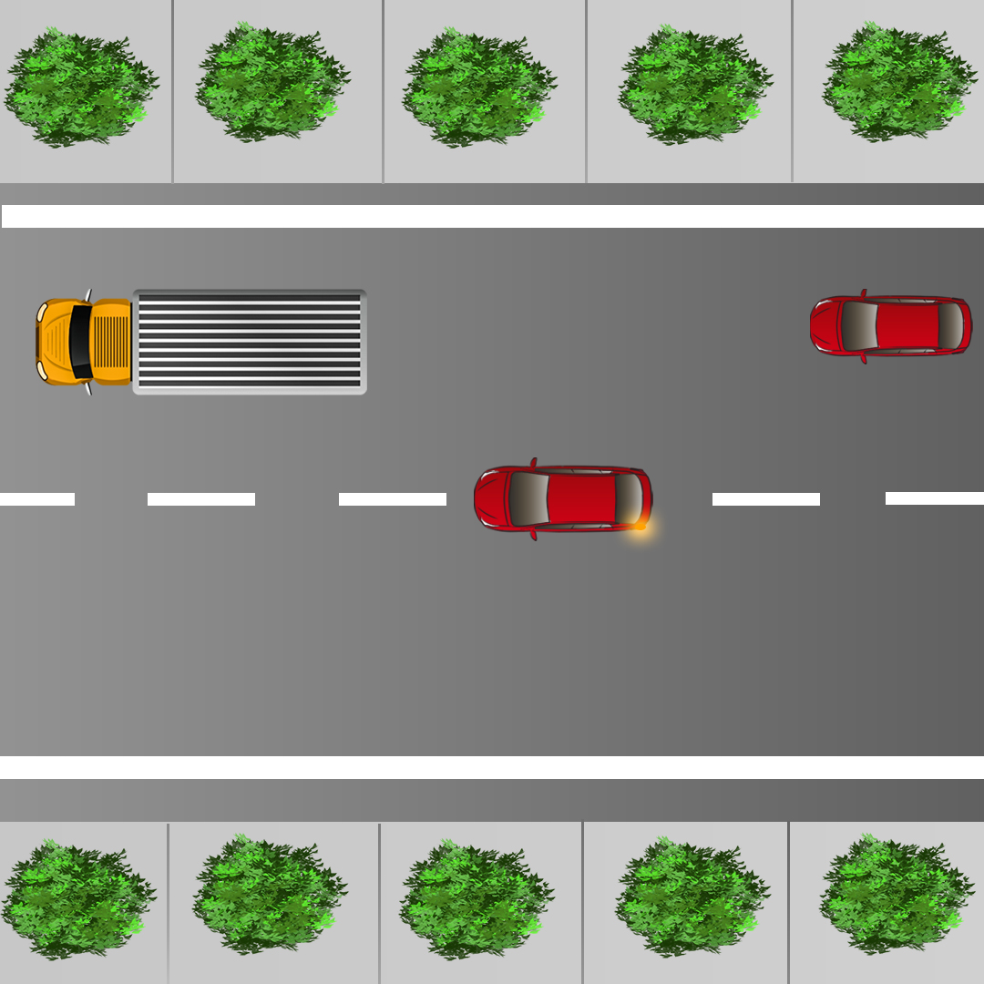 Test 3 - Que devez-vous faire si le véhicule devant vous commence à dépasser un camion et que vous souhaitez également le dépasser ?