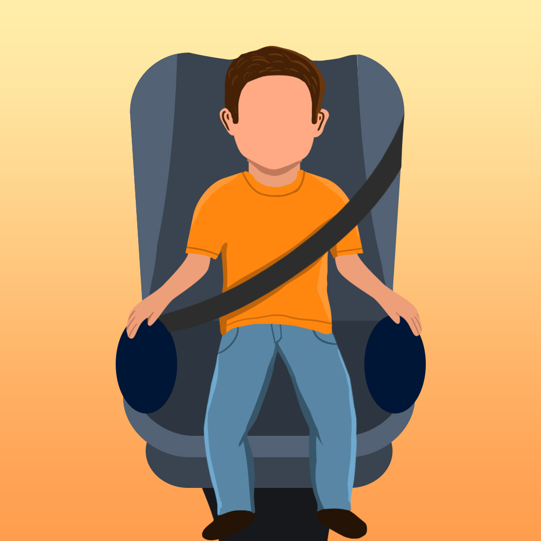 Test 1 - Que doit faire un enfant qui pèse plus de 18 kg mais qui mesure moins de 145 cm et qui a moins de neuf ans lorsqu'il est dans un véhicule ?