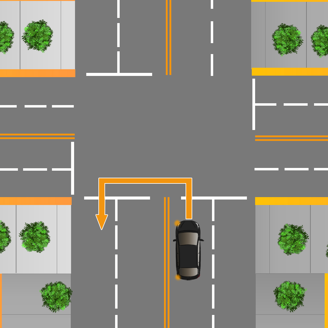 Test 1 - Dans quelles zones devez-vous éviter de faire demi-tour, à moins qu'une signalisation n'indique que vous êtes autorisé à faire demi-tour ?