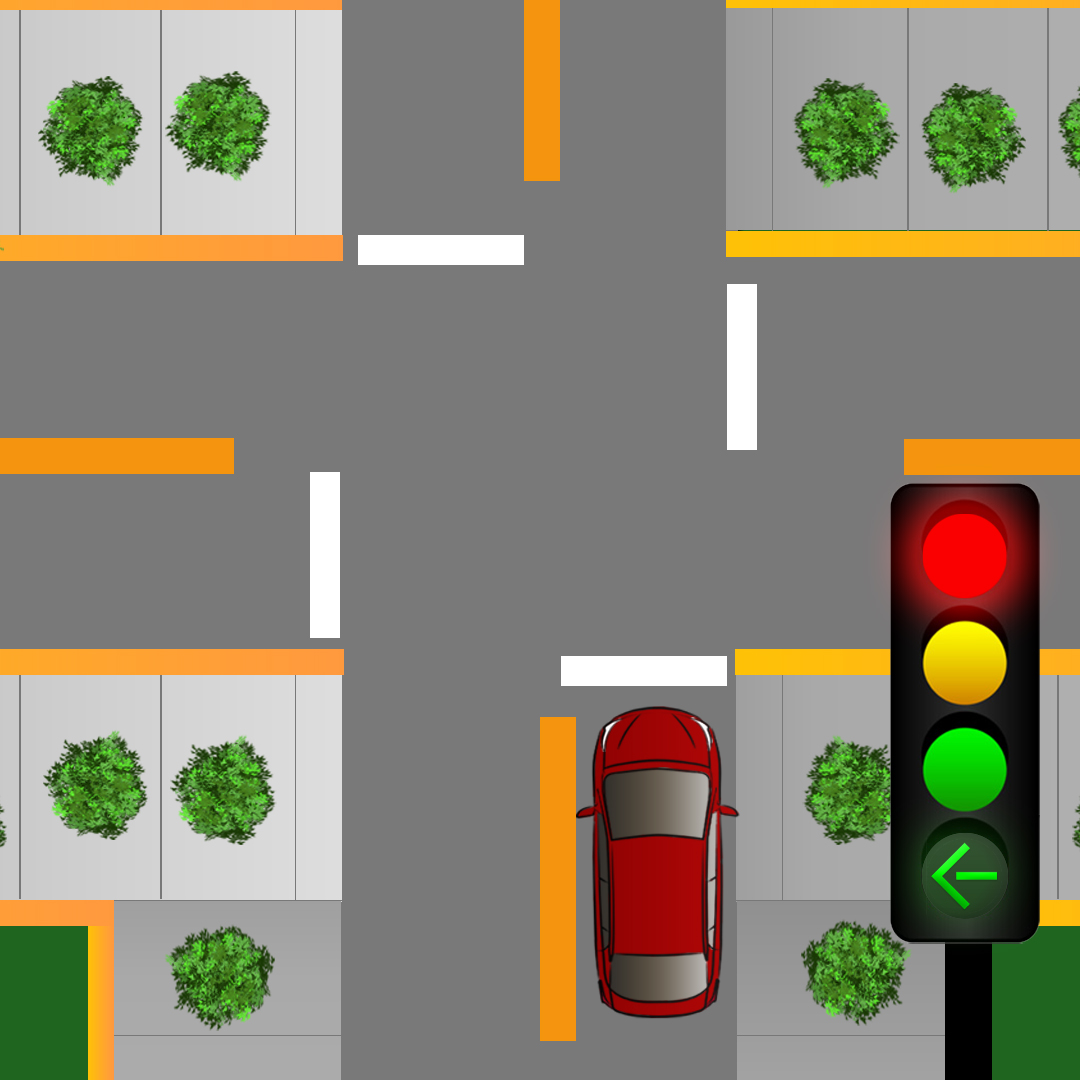Test 6 - Qu'indique un feu rouge avec une flèche verte à une intersection ?