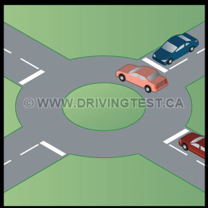 Test 1 - Lors d'une circulation dans un rond-point, à quel véhicule doit-on donner la priorité ?