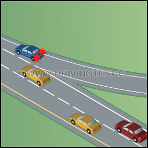Test 2 - Quelle est la meilleure façon d’avertir les conducteurs derrière vous si vous ne savez pas si vous devrez ralentir ou vous arrêter en entrant sur une autoroute ?