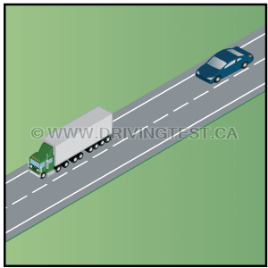 Test 2 - Que devez-vous faire si vous conduisez derrière un camion et que vous réalisez que vous ne pouvez pas voir ses rétroviseurs latéraux ?