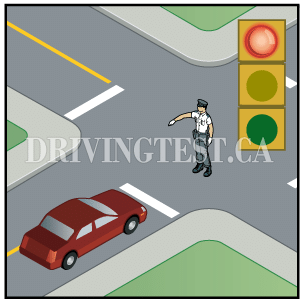 If you are at a red light but a police officer is telling you to drive through, what should you do? - If you are at a red light but a police officer is telling you to drive through, what should you do?
