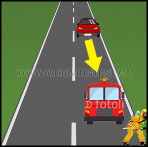 Test 4 - Quelle est la distance minimale par rapport à un camion de pompiers à laquelle vous pouvez vous garer s'il est arrêté à cause d'un incendie ?