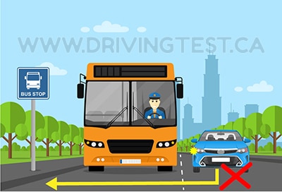 Test 2 - Quelle serait une action illégale lorsqu’un bus de transport public s’arrête pour déposer des passagers près d’une intersection ?