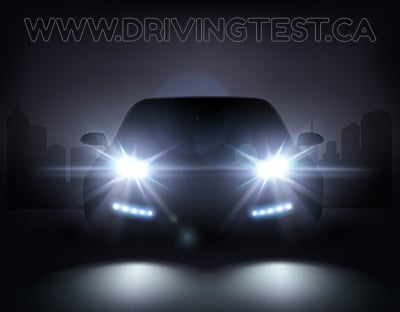 Driving Test Canada - Car Test 3 - If you are driving at night and an oncoming vehicle has their high beams on, what should you do?